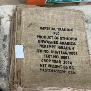 Wholesale Ethiopian Coffee UK - 60kg burlap sack of Grade 4 unwashed Arabica Nekempt from Imperial Trading PLC.